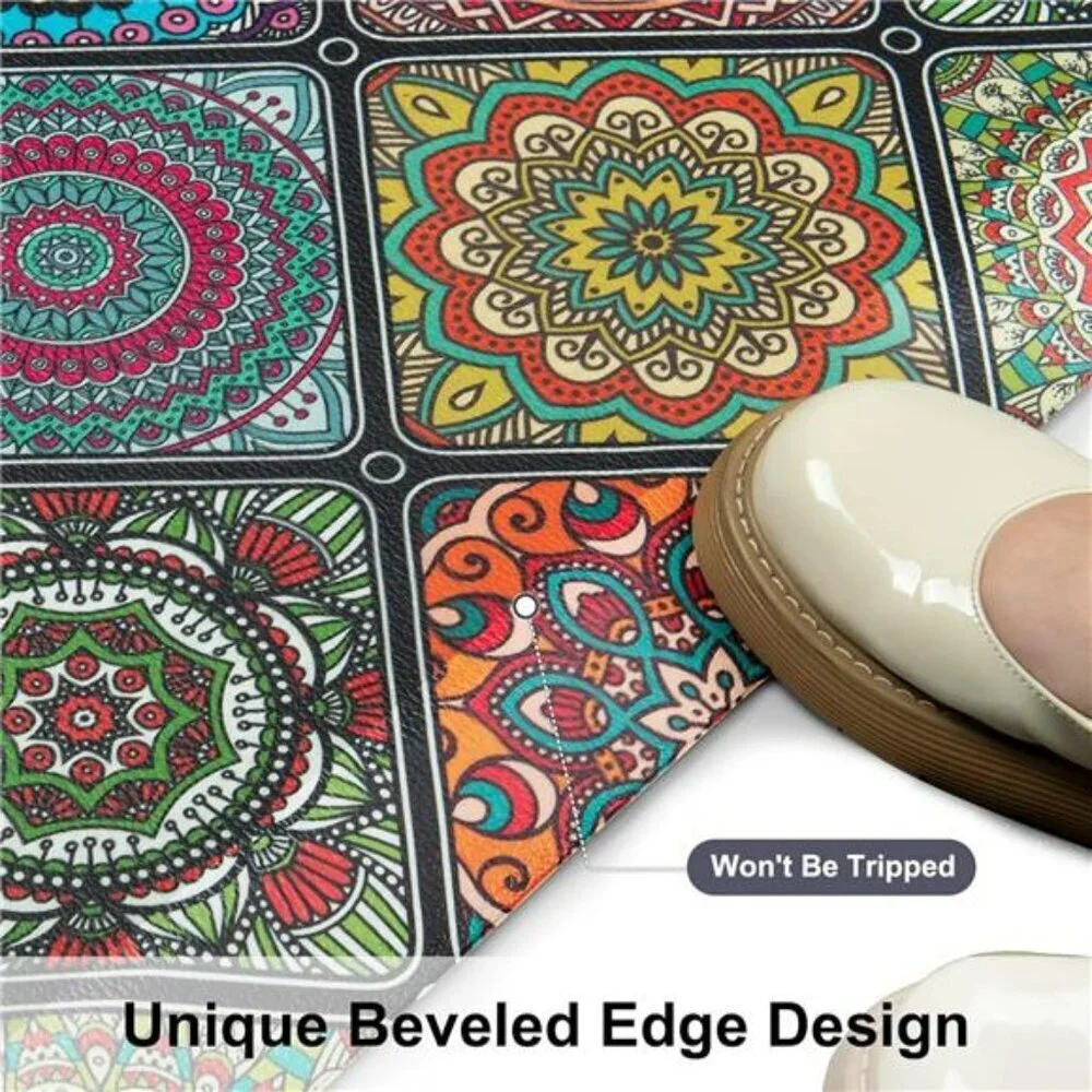 Boho Anti Fatigue Kitchen Mat Cushioned Waterproof Floor Rug Non Slip 20x32